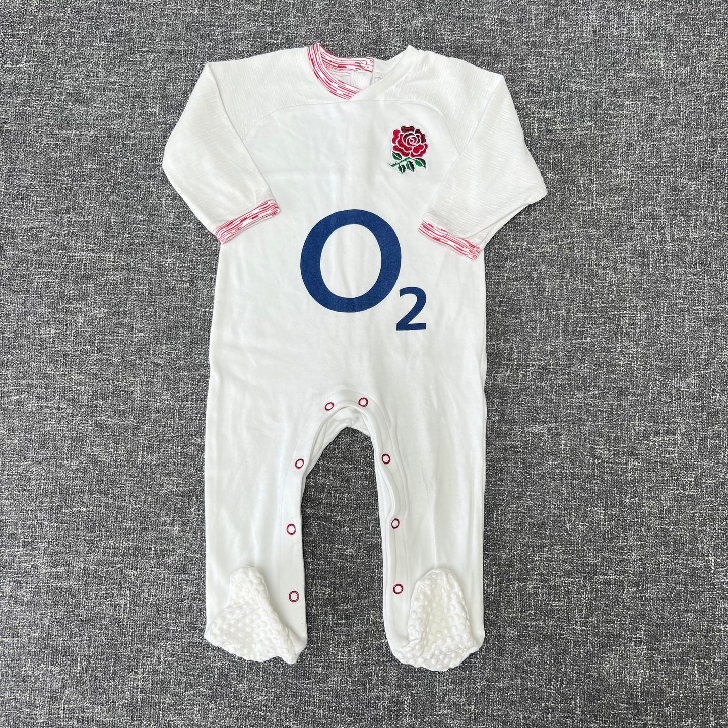 Boys 9-12 Month White "England Rugby' Sleepsuit