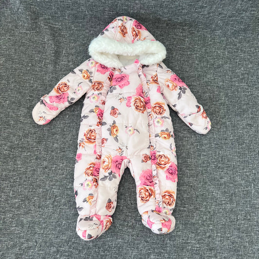 Girls 6-9 Month Pink Floral Print Snow Suit