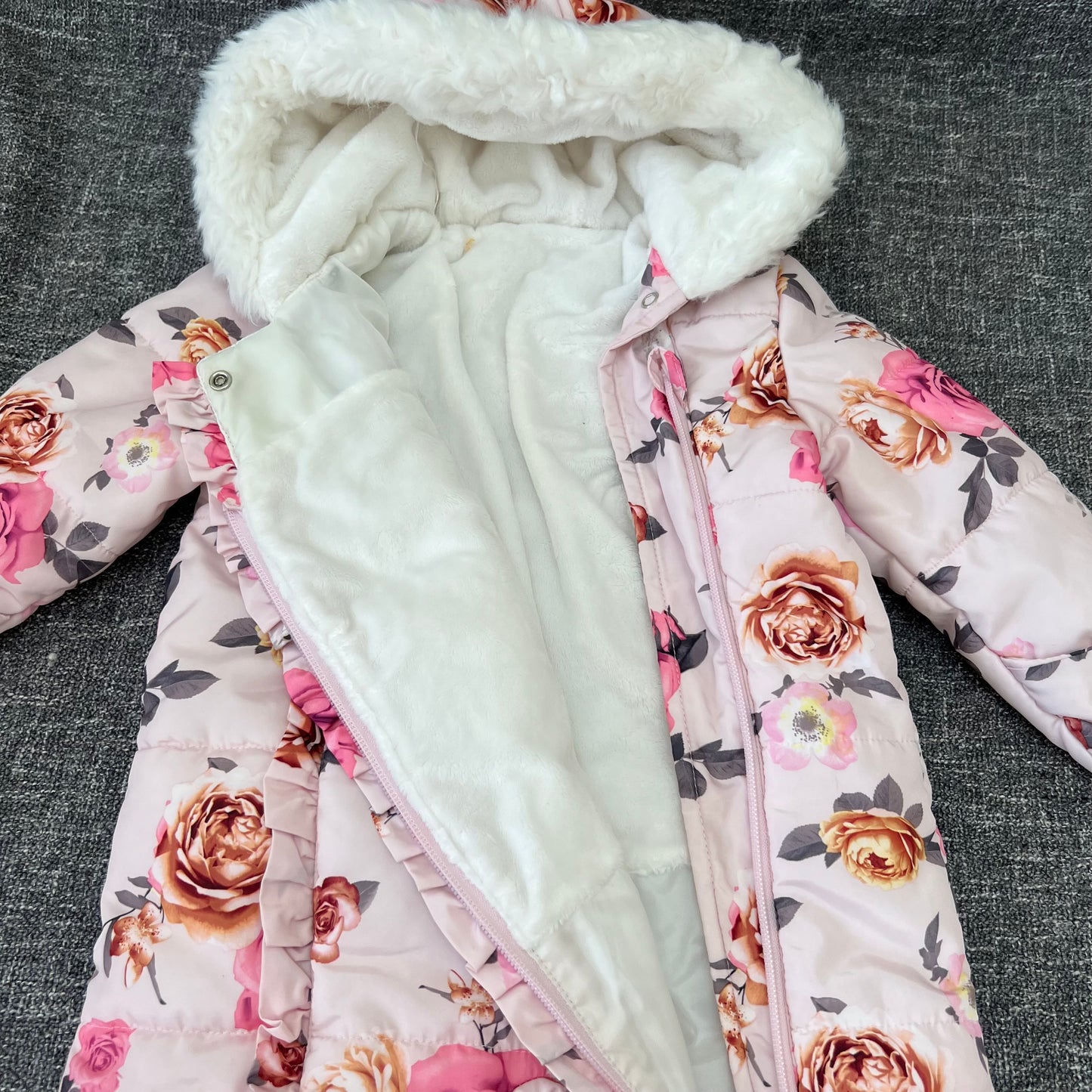 Girls 6-9 Month Pink Floral Print Snow Suit