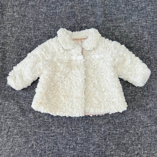 Girls 6-9 Month Cream Fluffy Jacket