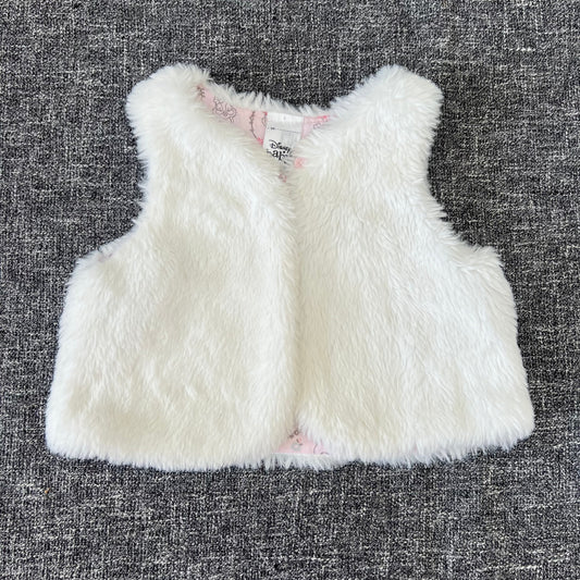 Girls 6-9 Month White Fluffy Gilet With Pink Disney Bambi Print Lining