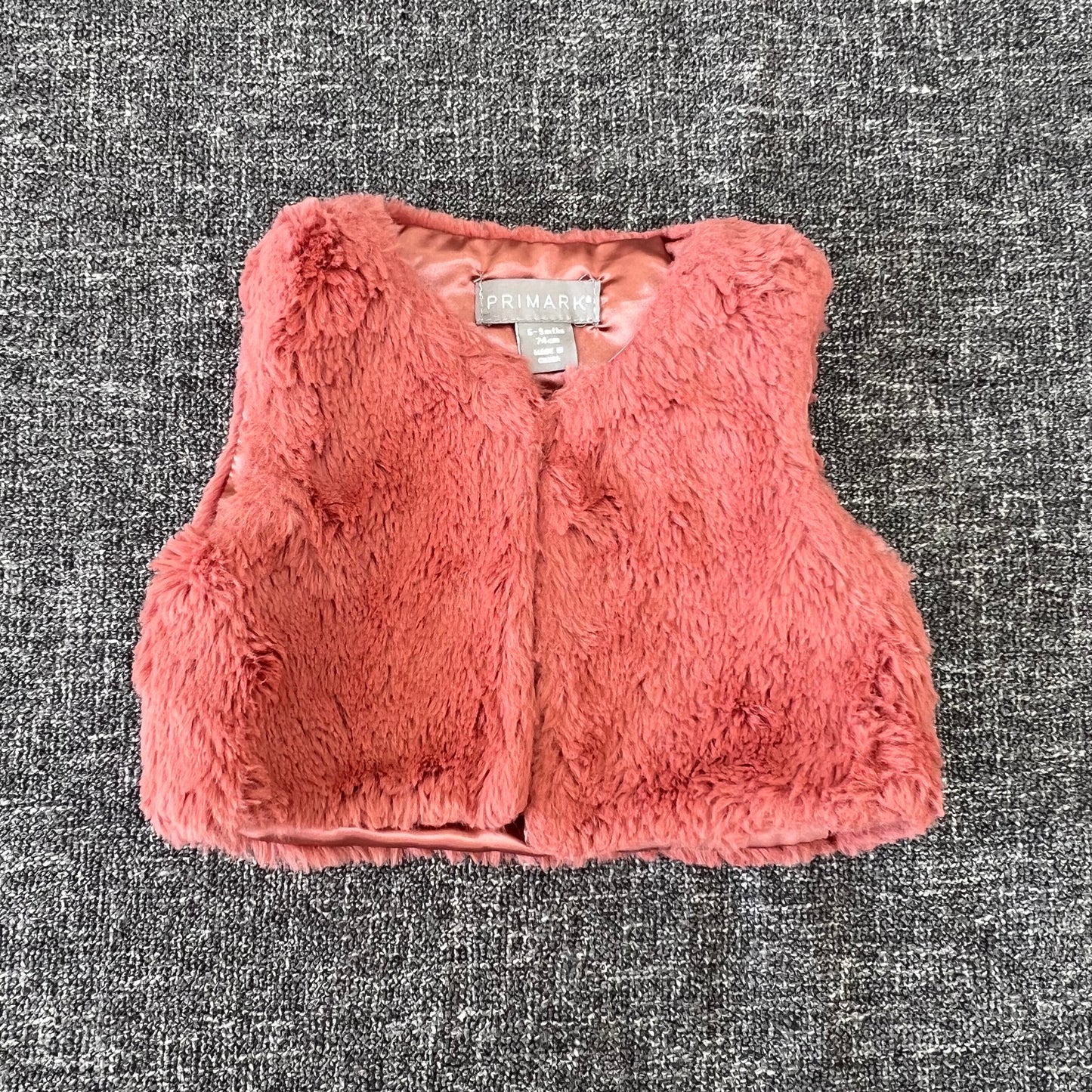 Girls 6-9 Month Orange / Brown Fluffy Gilet