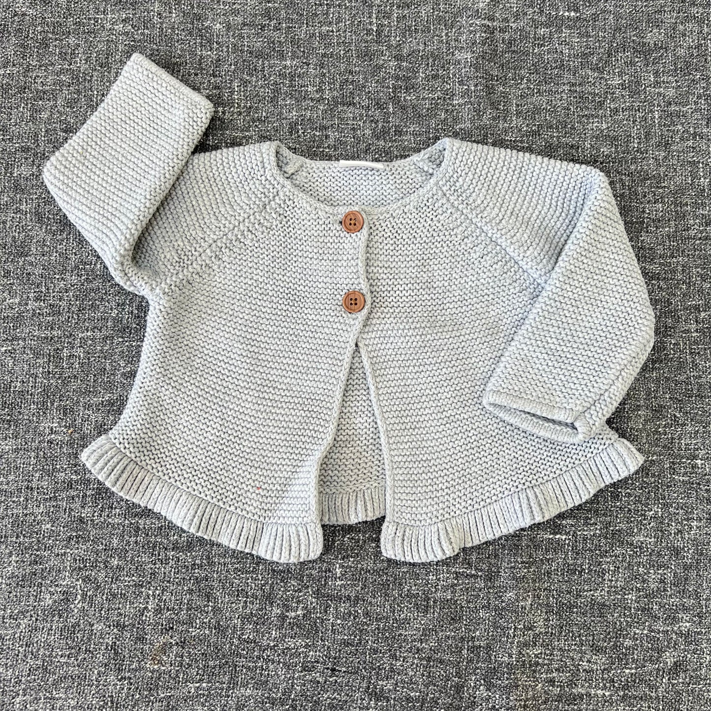 Girls 6-9 Month Grey Knitted Cotton Cardigan