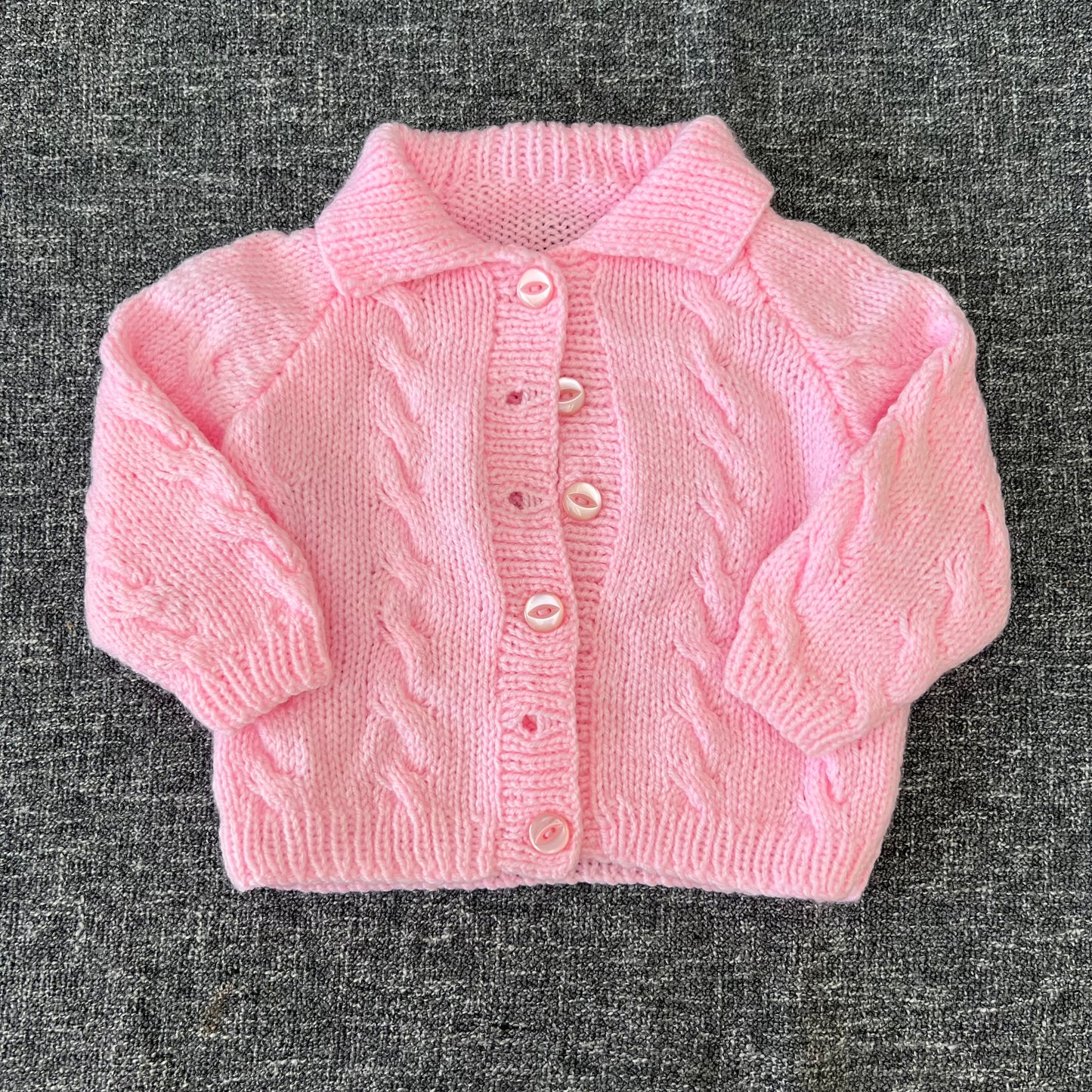 Girls 6-9 Month Pink Hand Knitted Cardigan