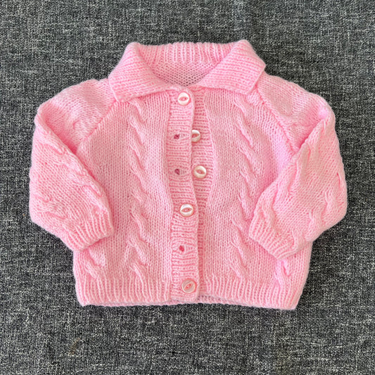 Girls 6-9 Month Pink Hand Knitted Cardigan