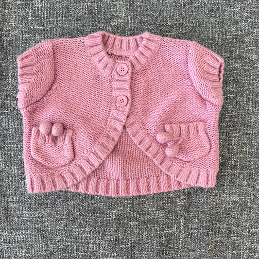 Girls 6-9 Month Pink Knitted Cropped Cardigan