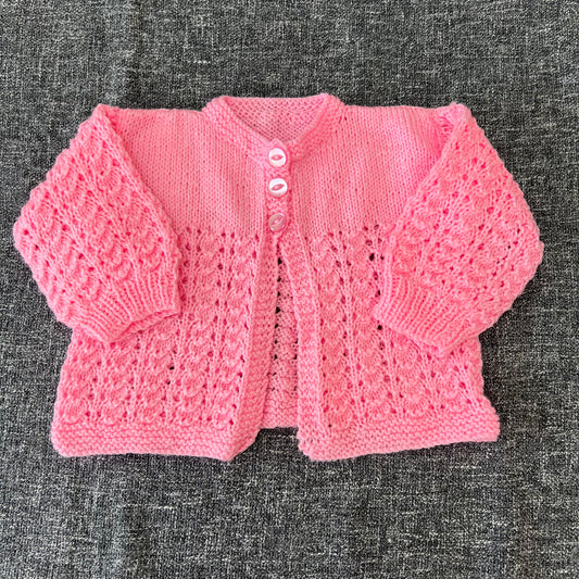 Girls 6-9 Month Pink Hand Knitted Cardigan