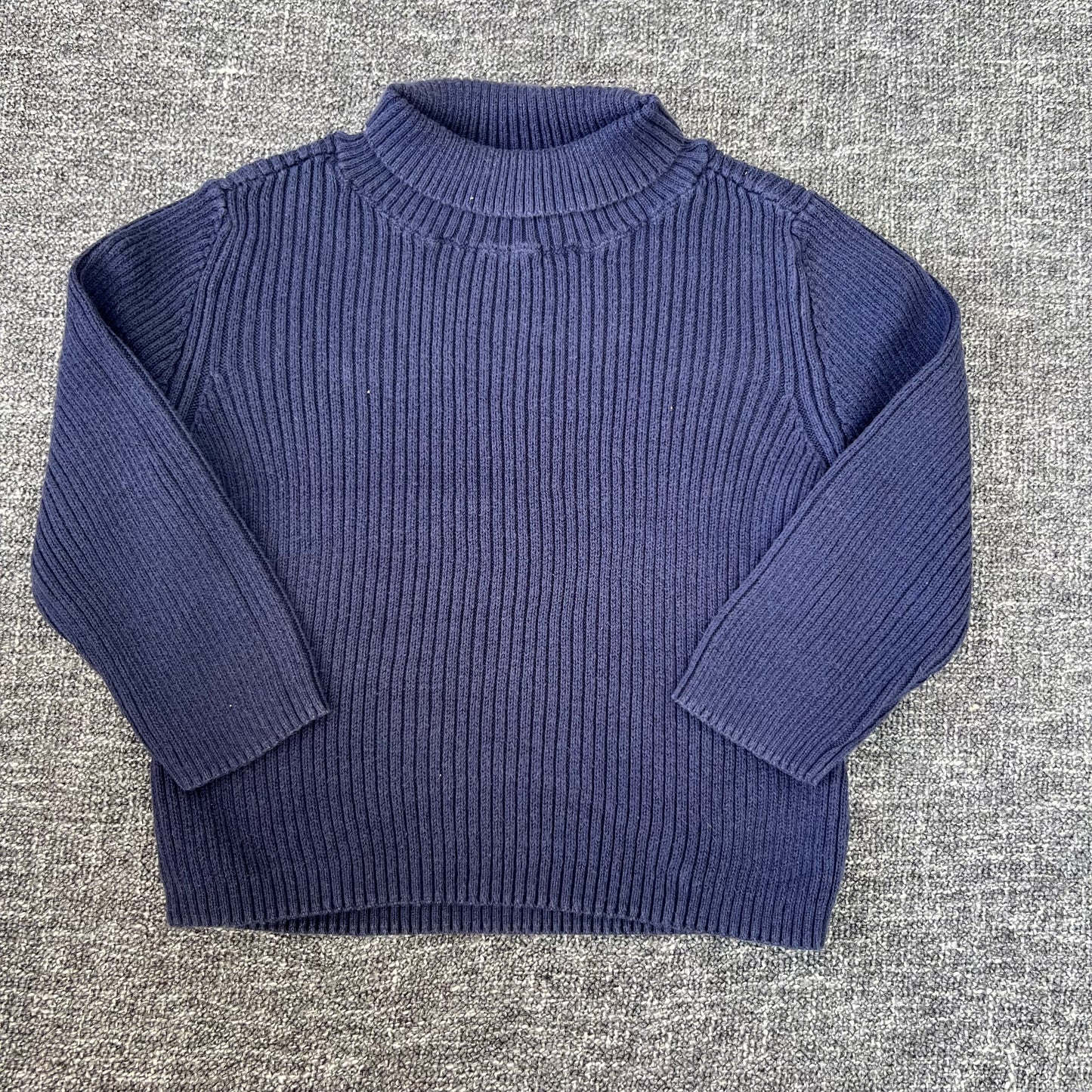 Girls 6-9 Month Blue Ribbed Roll Neck Long Sleeved Top