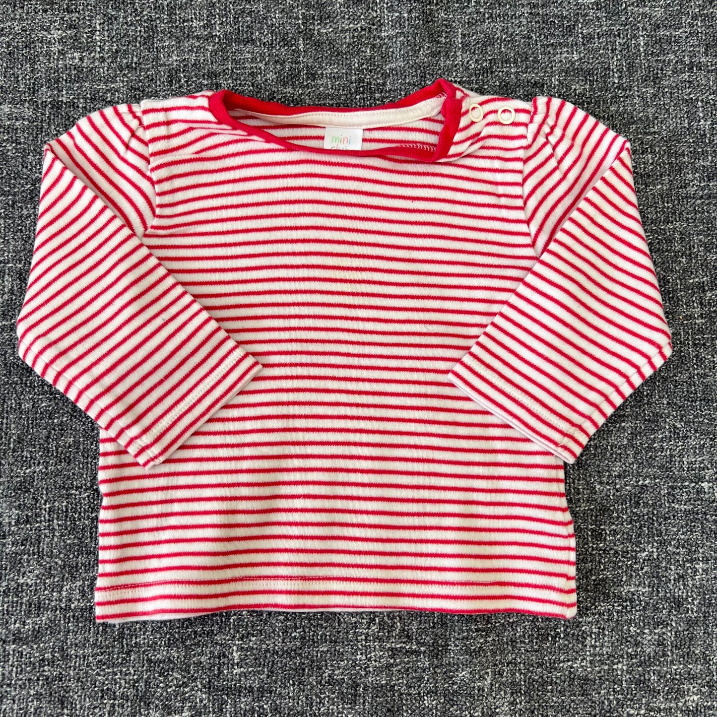 Girls 6-9 Month Red & White Striped Long Sleeved Top