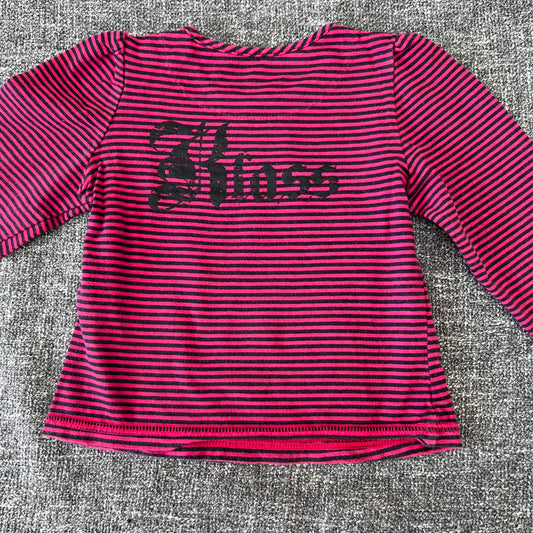 Girls 6-9 Month Pink & Black Striped "Klass" Long Sleeved Top