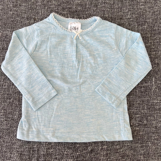 Girls 6-9 Month Light Blue Marl Long Sleeved Top