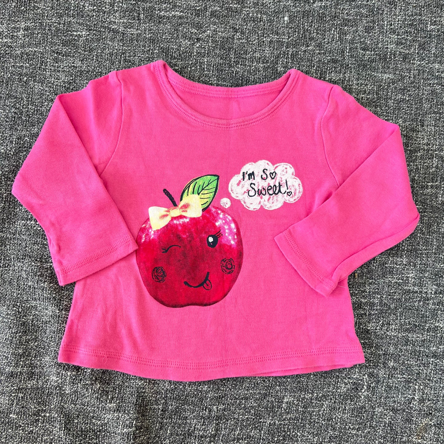 Girls 6-9 Month Pink "I'm So Sweet" Apple Long Sleeved Top