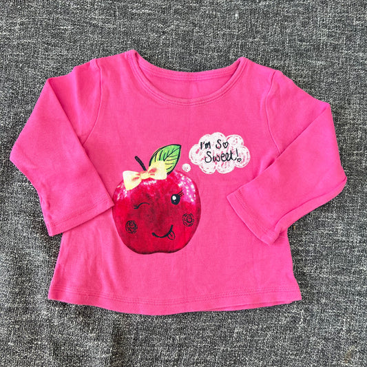 Girls 6-9 Month Pink "I'm So Sweet" Apple Long Sleeved Top