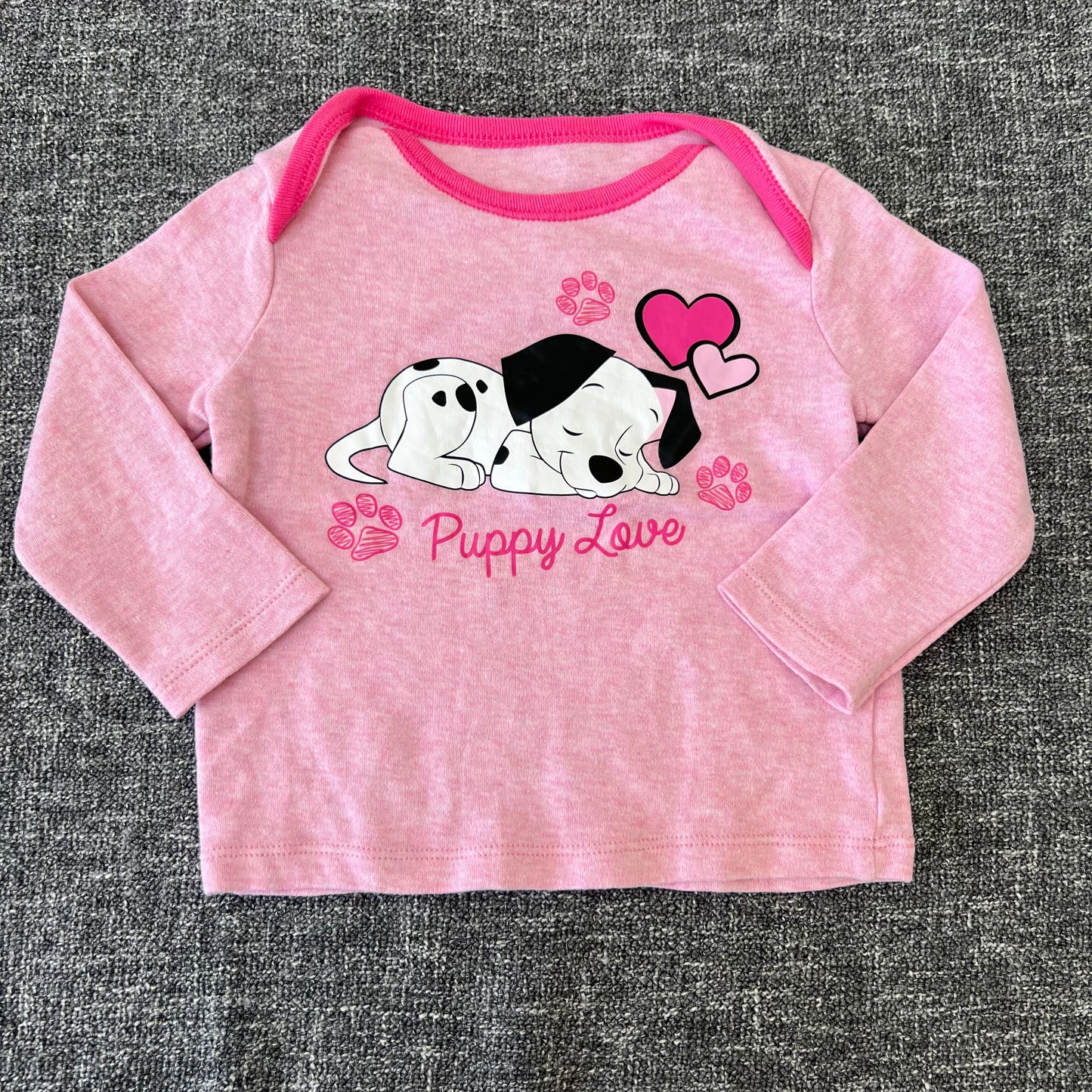 Girls 6-9 Month Pink Disney 101 Dalmatians  "Puppy Love" Long Sleeved Top