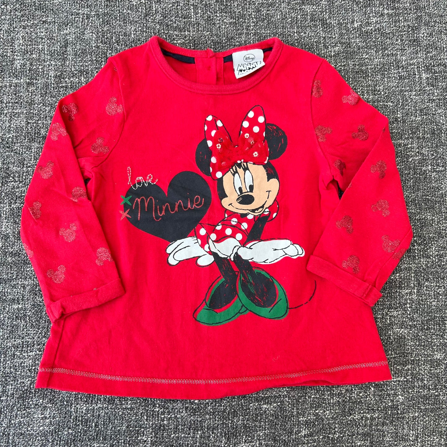 Girls 6-9 Month Red Minnie Mouse "Love Minnie" Long Sleeved Top