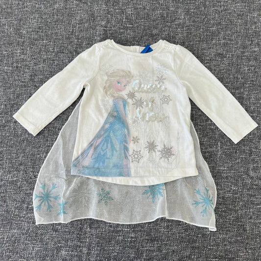 Girls 6-9 Month Cream Disney Frozen "Queen Of Snow" Long Sleeved Top With Removable Cloak