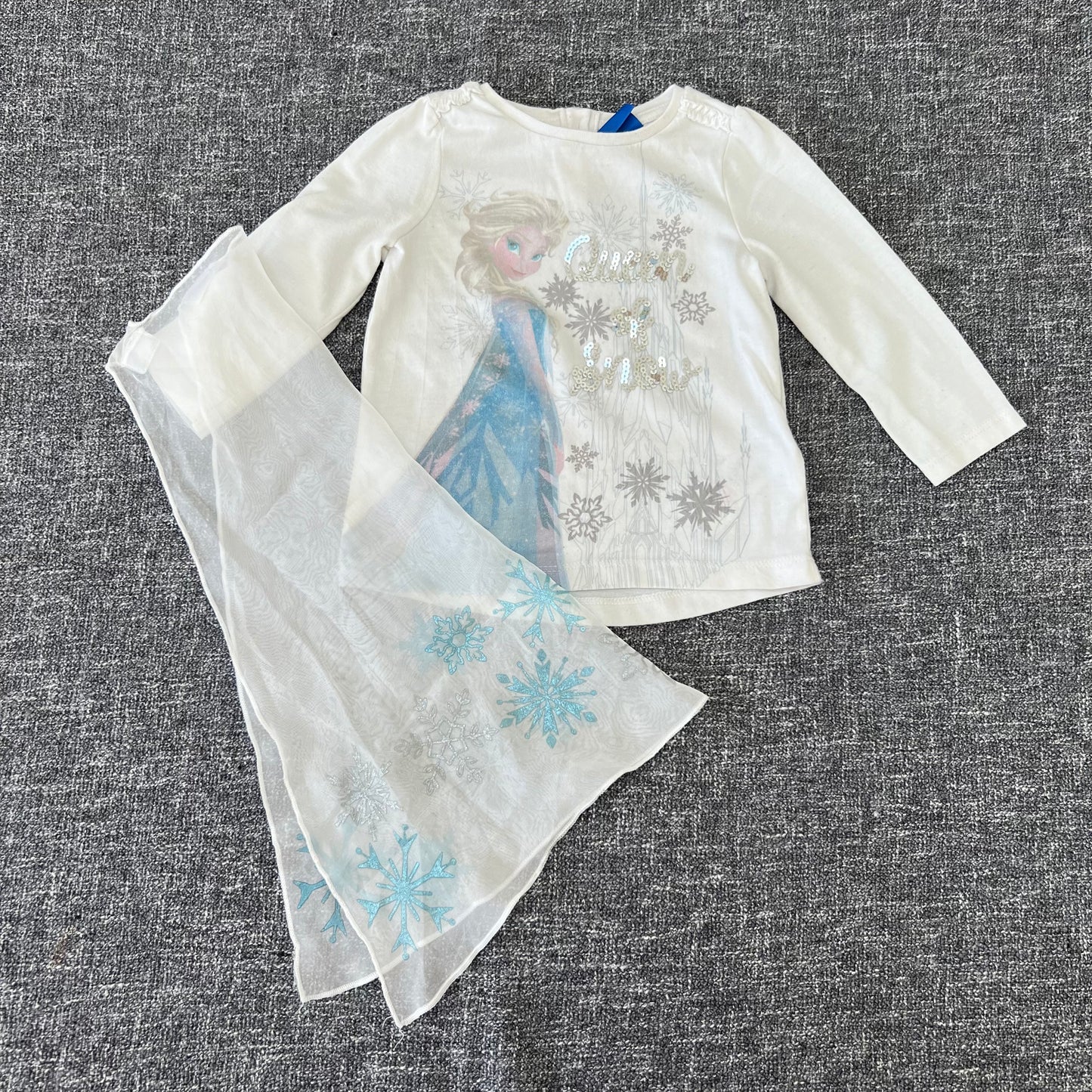 Girls 6-9 Month Cream Disney Frozen "Queen Of Snow" Long Sleeved Top With Removable Cloak