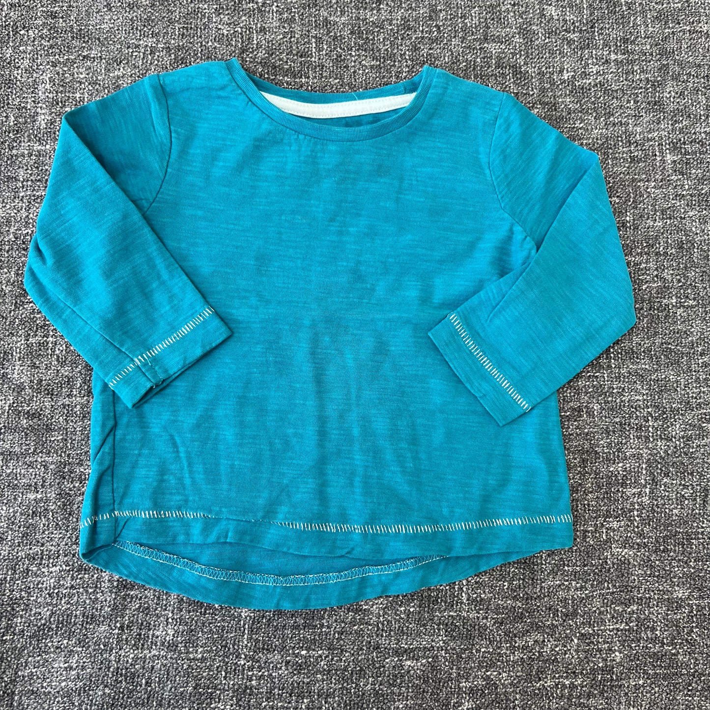 Girls Plain Turquoise Long Sleeved Top