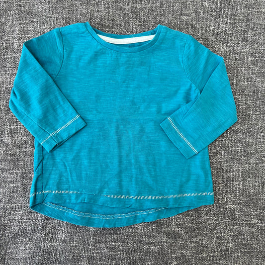 Girls Plain Turquoise Long Sleeved Top