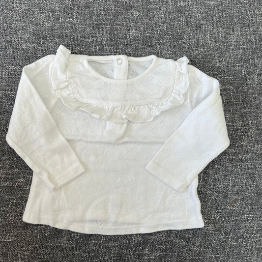 Girls 6-9 Month Plain White Long Sleeved Top