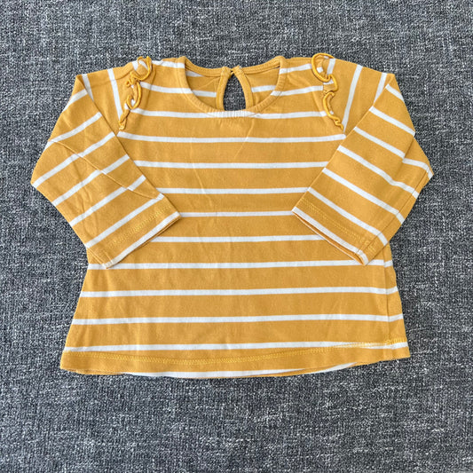 Girls 6-9 Month Yellow & White Striped Long Sleeved Top