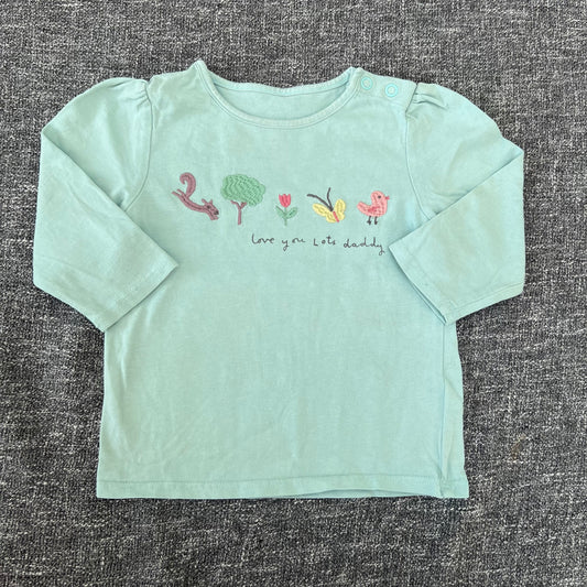 Girls 6-9 Month Green "Love You Lots Daddy" Long Sleeved Top