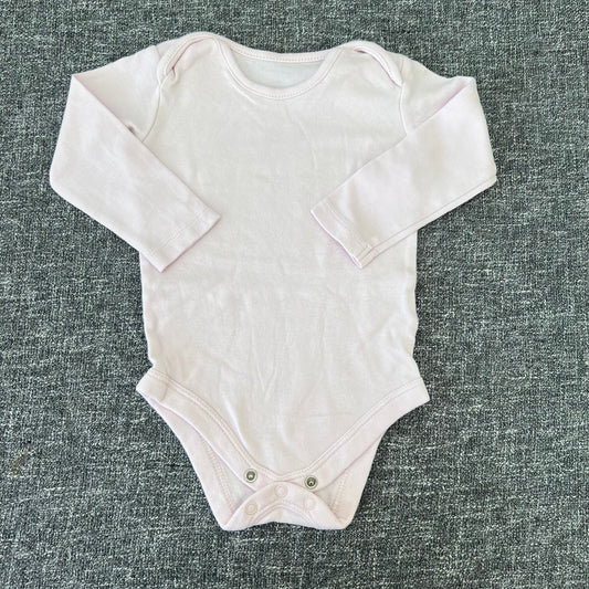 Girls 6-9 Month Plain Pink Long Sleeved Bodysuit