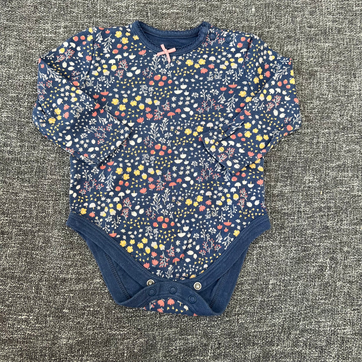 Girls 6-9 Month Blue Woodland Print Long Sleeved Bodysuit