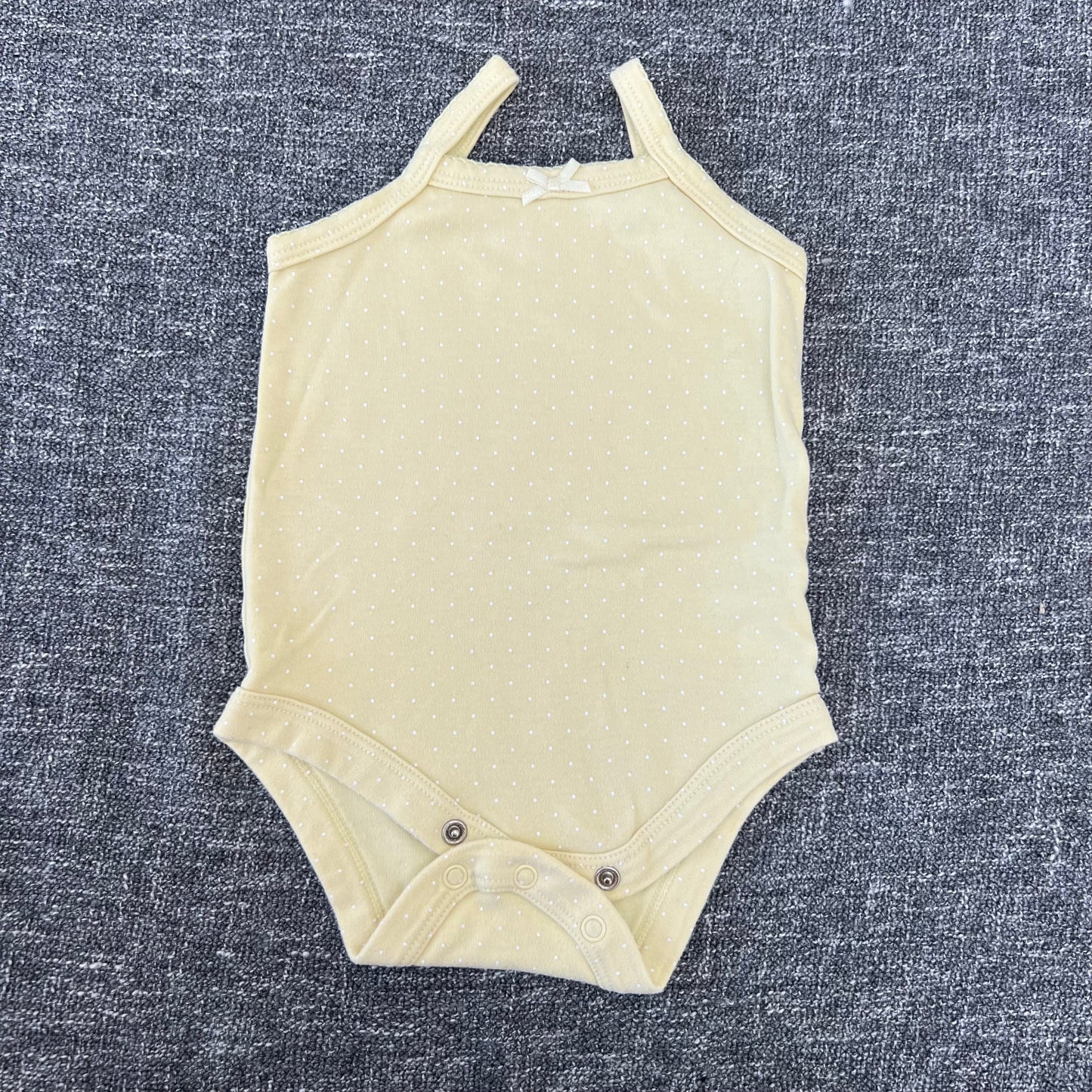 Girls 6-9 Month Yellow With White Dots Sleeveless Bodysuit