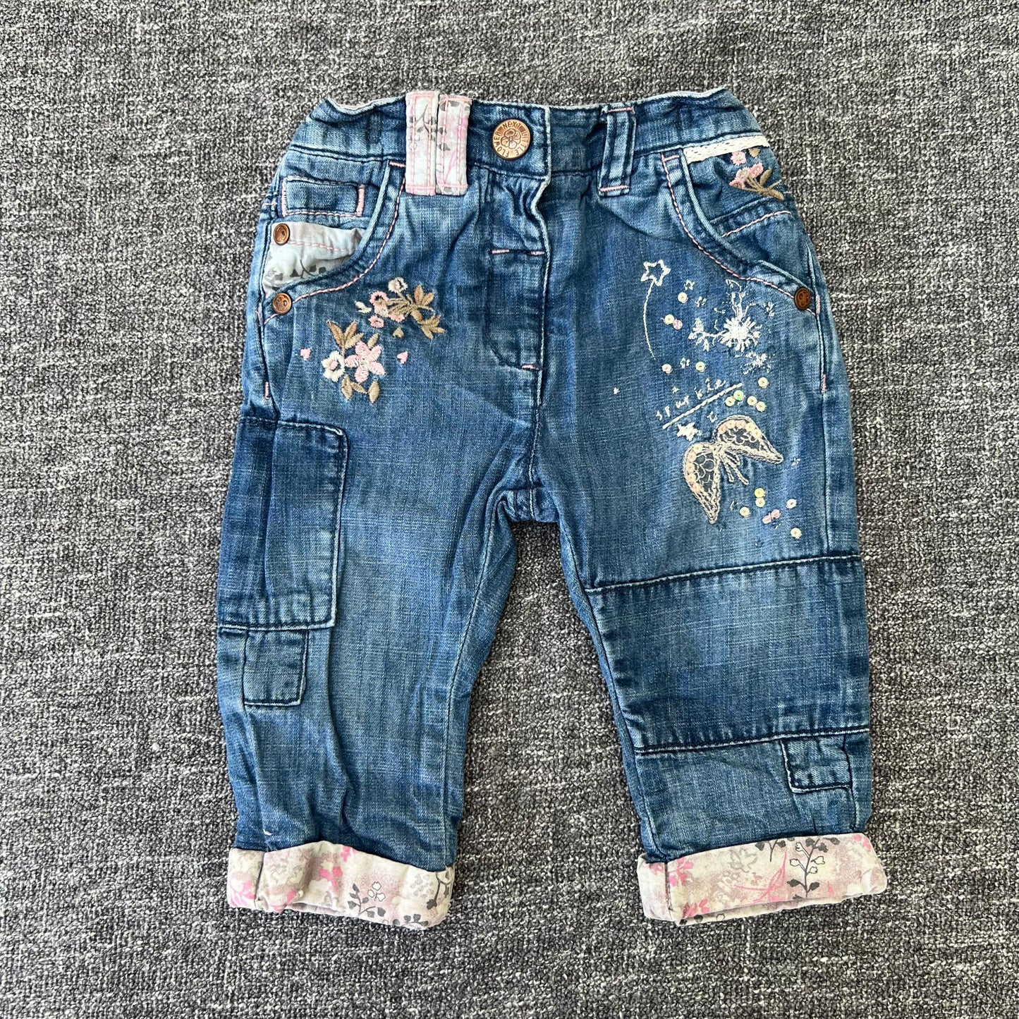 Girls 6-9 Month Blue Embroidered Jeans