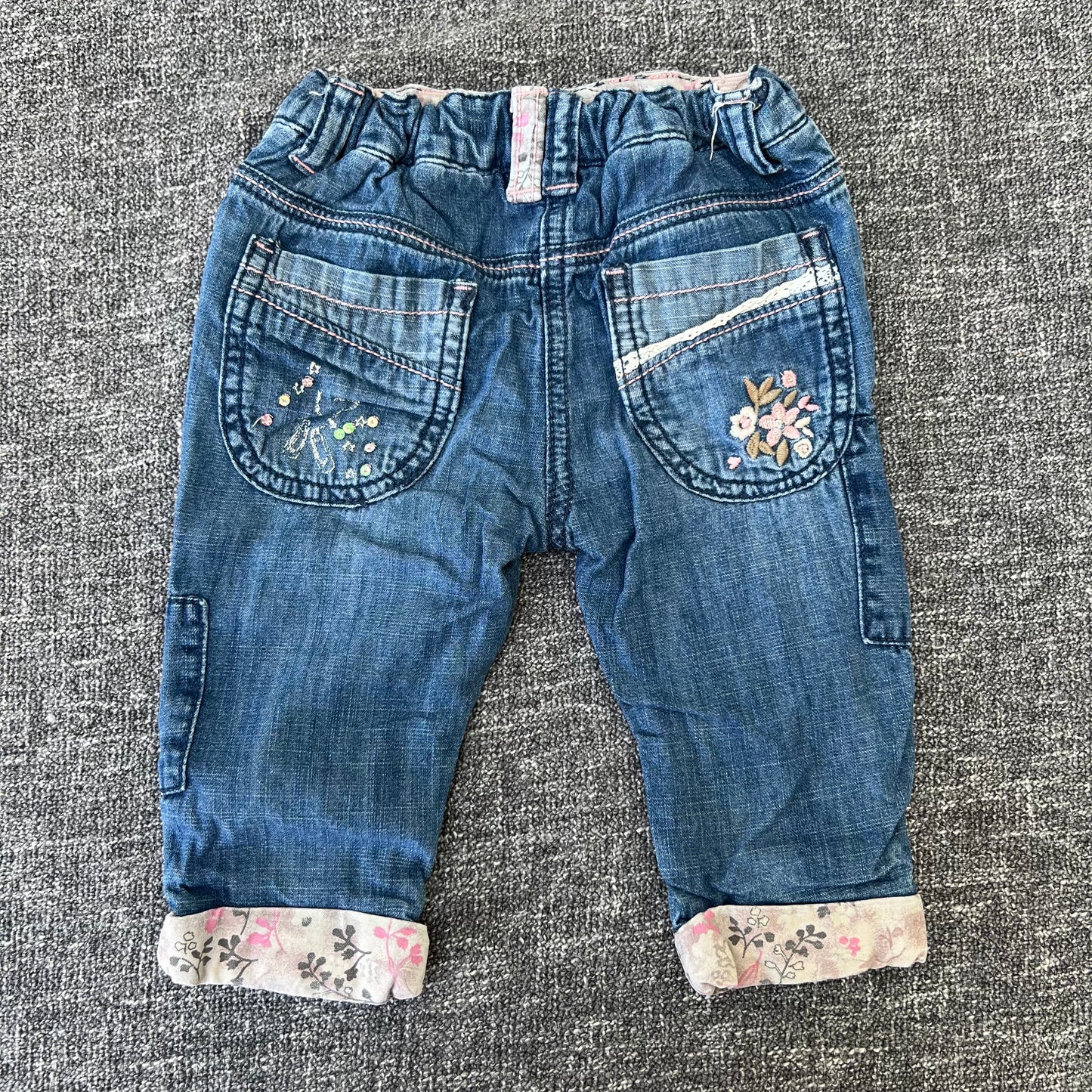 Girls 6-9 Month Blue Embroidered Jeans