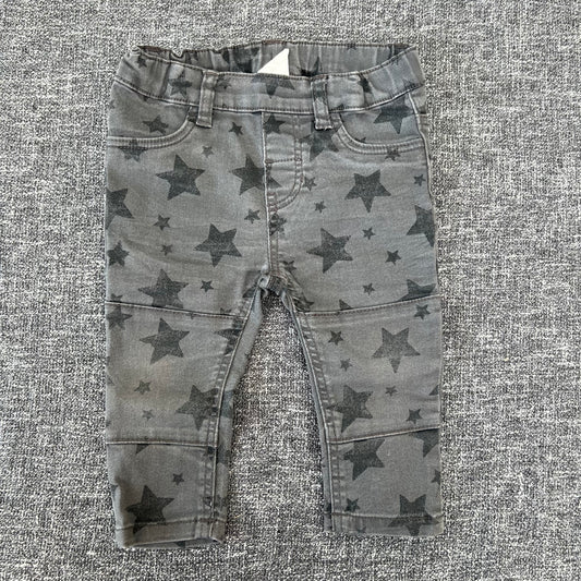 Girls 6-9 Month Grey Jeans With Black Star Print