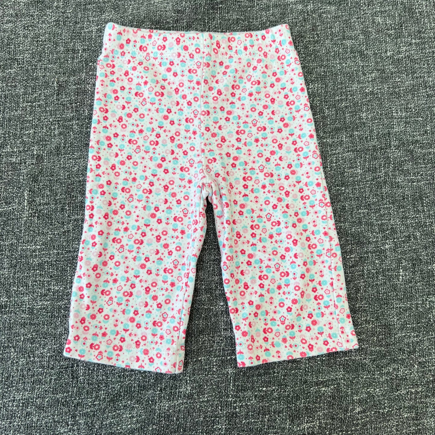 Girls 6-9 Month White Joggers With Pink Floral Print