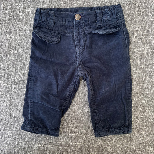 Girls 6-9 Month Blue Cord Trousers Fully Lined