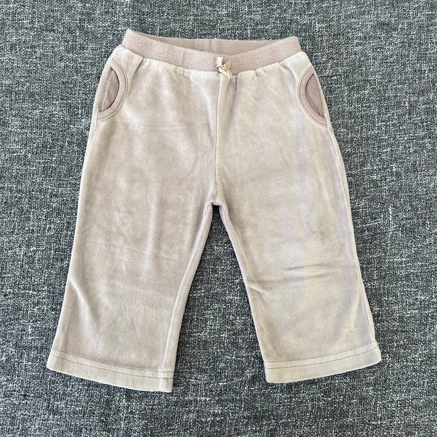 Girls 6-9 Month Beige Velour Joggers