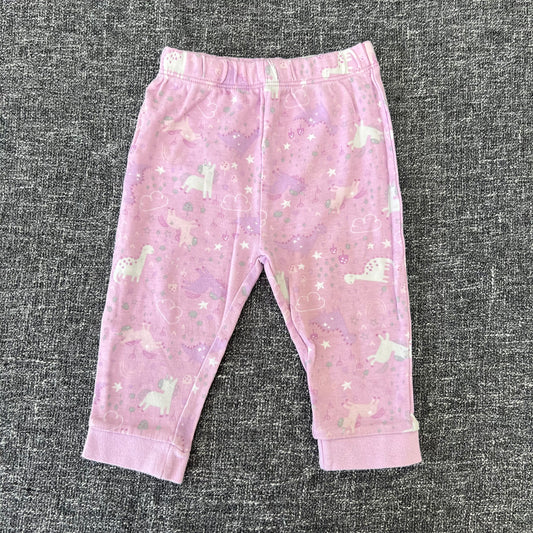 Girls 6-9 Month Lilac Pjs Bottoms With A Unicorn Print