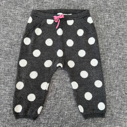 Girls 6-9 Month Grey With White Spots Knitted Trousers