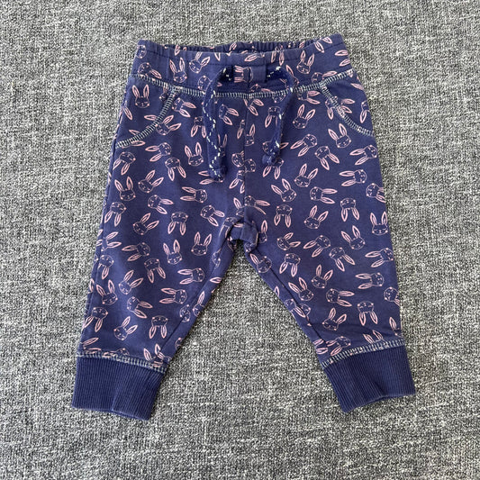 Girls 6-9 Month Blue Jogger With A Pink Bunny Print