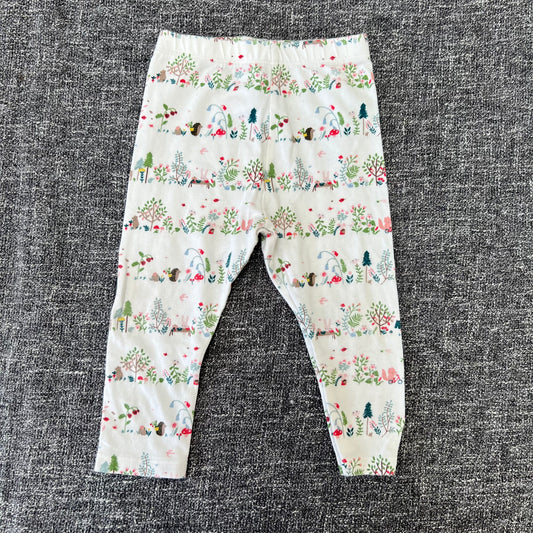 Girls 6-9 Month White Leggings With Woodland Print