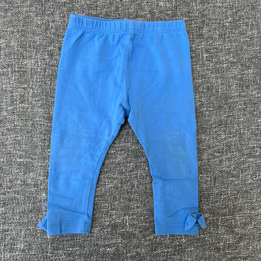 Girls 6-9 Month Plain Blue Leggings With Bow Detail At The Hem