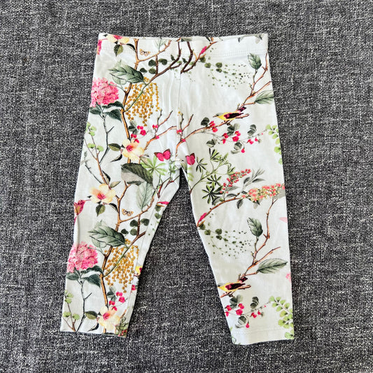 Girls 6-9 Month Green Leggings With Bird & Branch Pattern