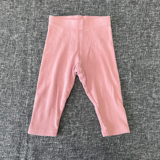 Girls 6-9 Month Plain Pink Ribbed Leggings