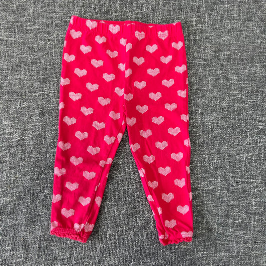 Girls 6-9 Month Pink Leggings With White Heart Print