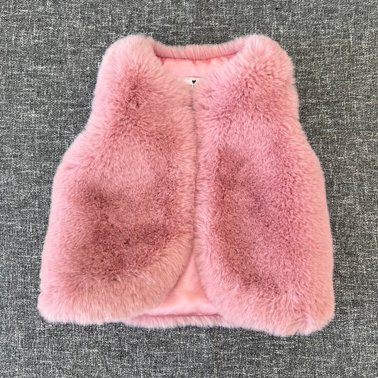 Girls 9-12 Month Pink Fluffy Gilet