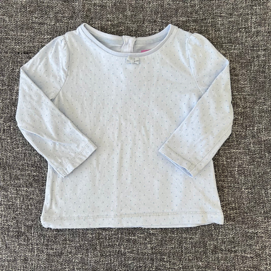 Girls 6-9 Month Blue Long Sleeved Top With Sparkly Blue Dots