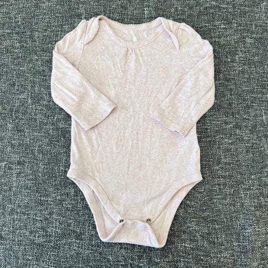 Girls 6-9 Month Plain Pink Long Sleeved Bodysuit