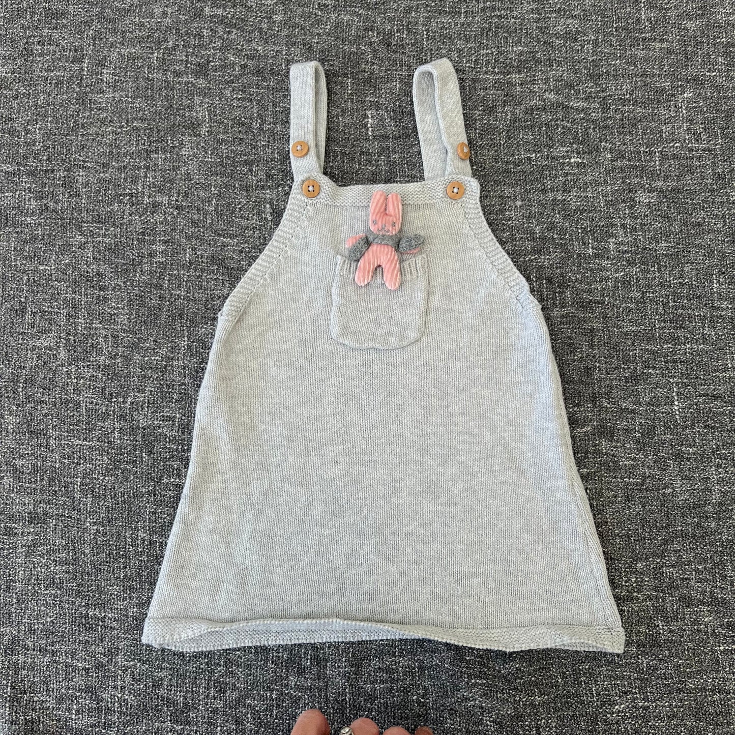 Girls 6-9 Month Grey Knitted Pinafore Dress