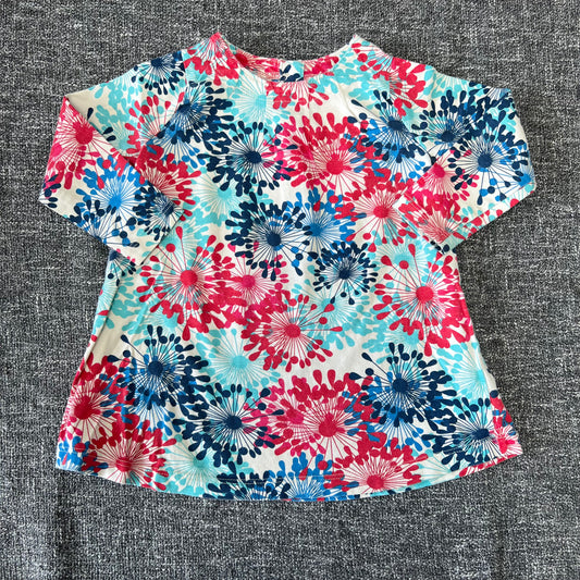 Girls 6-9 Month Red, White & Blue Dandelion Print Tunic Top