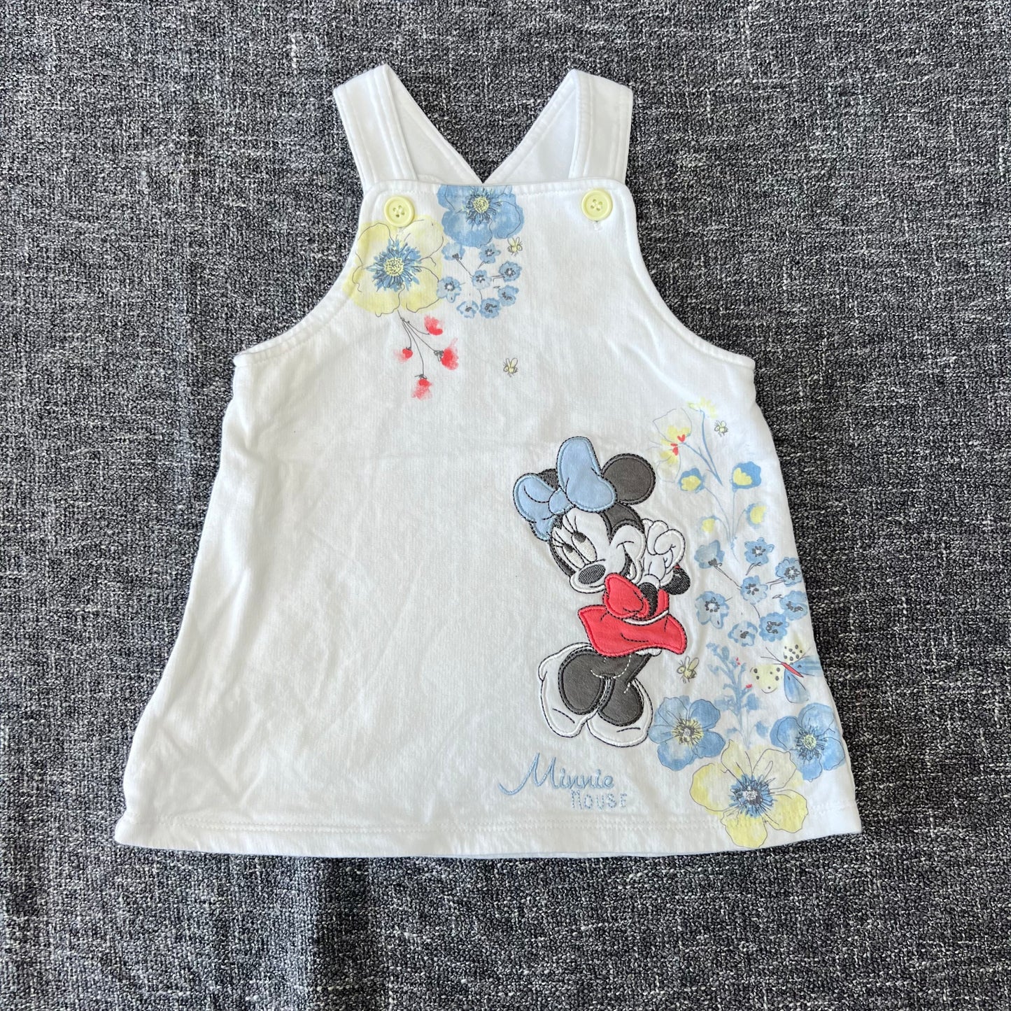 Girls 6-9 Month "White Minnie Mouse" Pinafore Dress