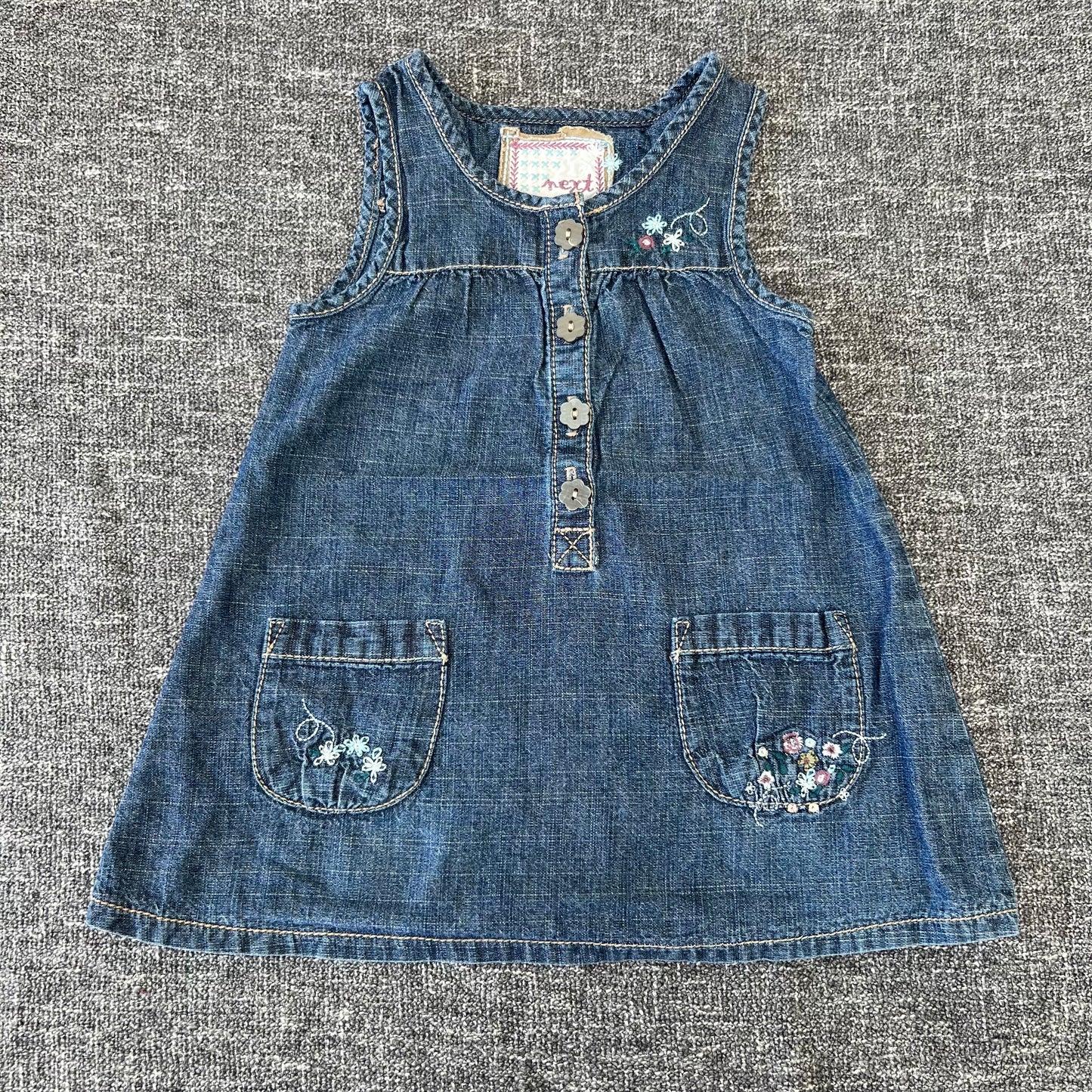 Girls 6-9 Month Blue Demin Style Pinafore Dress